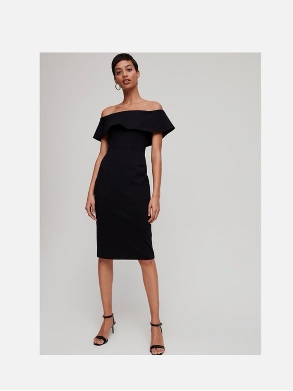 Babaton Ruslan -  Off-the-Shoulder Ruffle Midi Dress